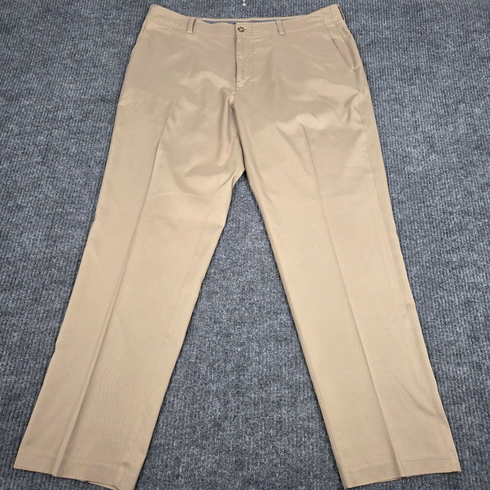 PGA TOUR Golf Mens Khaki Straight Fit Flat Front Golf Pants Size 38x32